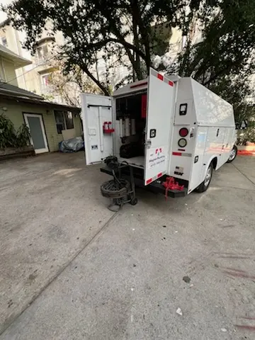 Magnet Plumbing service vehicle on-site for Slab Leak Repair in Polk